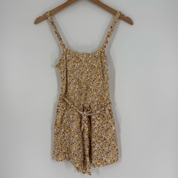 Abercrombie & Fitch Floral Smocked Romper in Yellow | Small - Picture 1 of 7